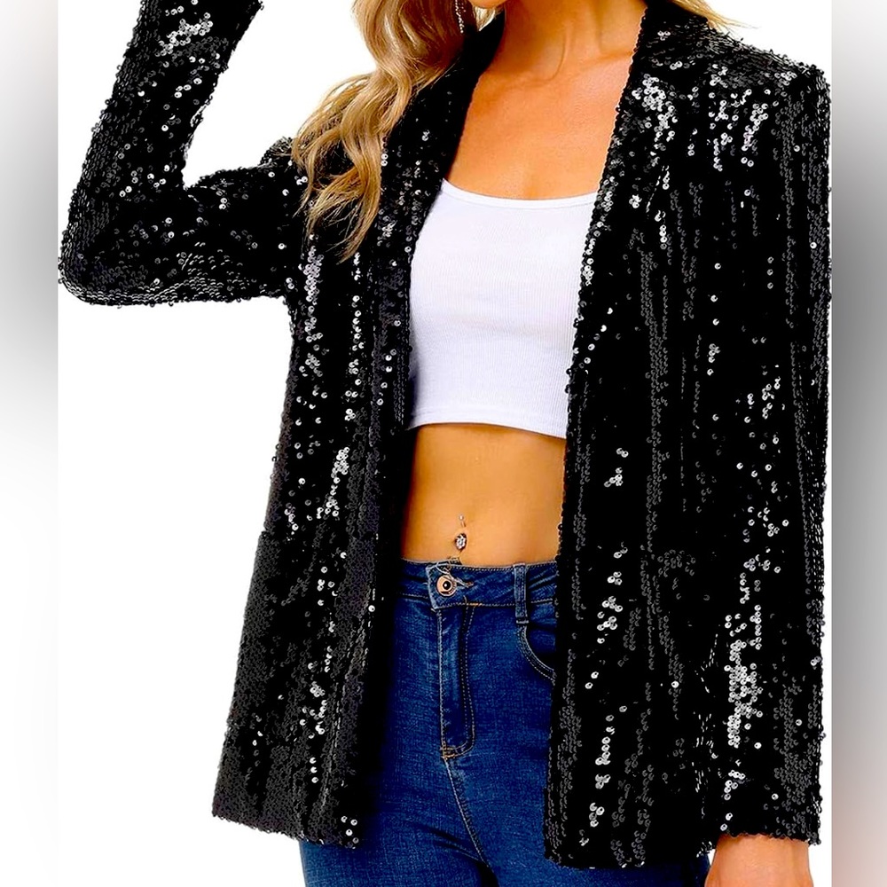 Black Sequin Blazer, XL